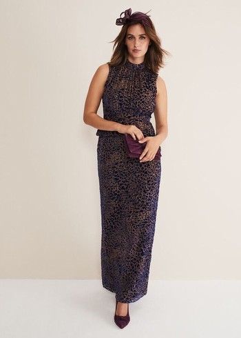 Phase Eight Catalina Leopard Velvet Dress Multicolor USA | 9504871-AJ